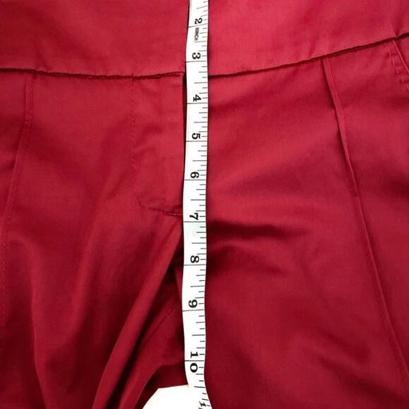 Bebe Sleek Red Silk Blend Cropped Cuffed Pants, Size 4 - Picture 9 of 12